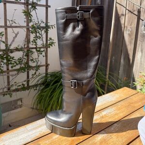 BALENCIAGA slip on knee high boots